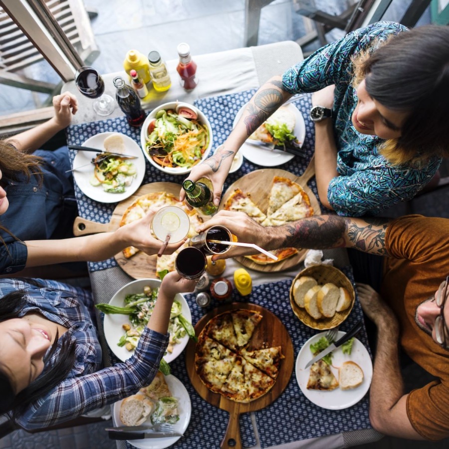 people having a meal in a restaurant